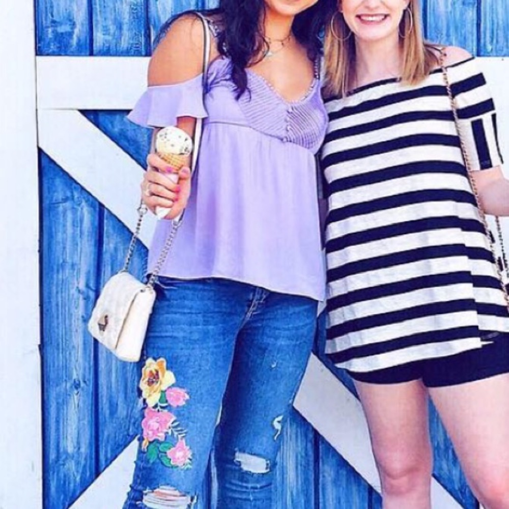 Purple Cold Shoulder Top